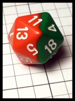 Dice : Dice - 20D - Chessex Half and Half Red and Green with White Numerals - Ebay Dec 2014
